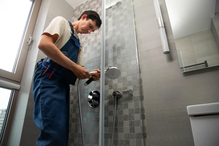 Bathroom remodel featuring new vanity and tile surround